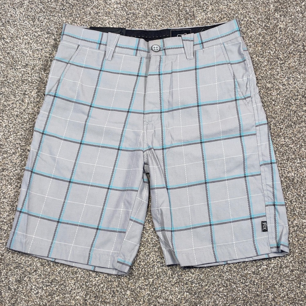 Fox Racing Youth Grey Blue Plaid Hybrid Walk Shorts‎ Size 18/29 Skate Surf